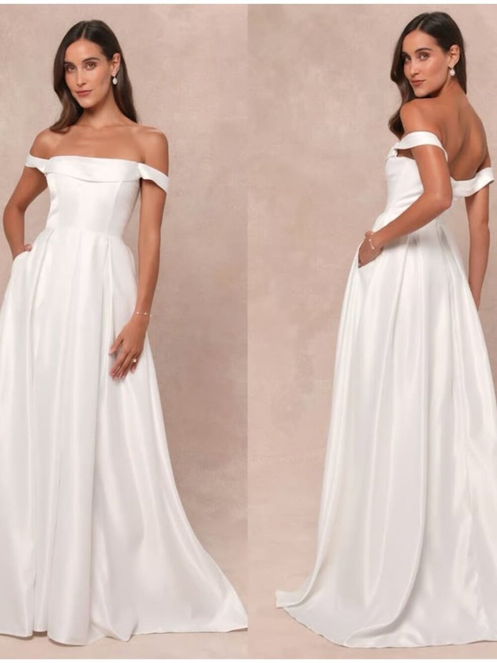 Lulus Extraordinary Vow White Off-the-Shoulder Maxi Dress Women's Size Large NWT